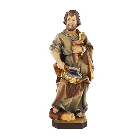 Statua di S. Giuseppe artigiano in legno dipinto a mano, linea da 20 cm - Demetz Deur