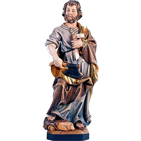 Statua di S. Giuseppe artigiano in legno dipinto a mano, linea da 40 cm - Demetz Deur