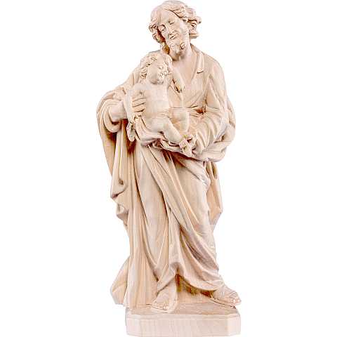 Statua di San Giuseppe con Gesù bambino in legno di tiglio naturale, linea da 90 cm - Demetz Deur