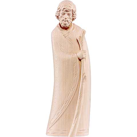Statua di San Giuseppe Pastore in Legno Naturale, Altezza 20 Cm Circa - Demetz Deur