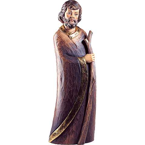 Statua di San Giuseppe Pastore, Legno Colorato Dipinto a Mano, Altezza 15 Cm Circa - Demetz Deur