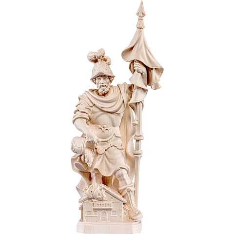 Statua di San Floriano delle Alpi in Legno, Rifinitura Naturale, Altezza 32 Cm Circa - Demetz Deur
