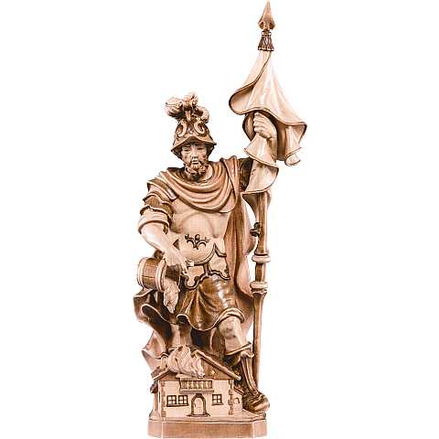 Statua di San Floriano delle Alpi in Legno, 3 Toni di Marrone, Linea 21 Centimetri - Demetz Deur