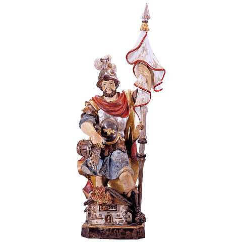 Statua di San Floriano delle Alpi - Demetz - Deur - Statua in legno dipinta a mano. Altezza pari a 16 Cm Circa - Demetz Deur