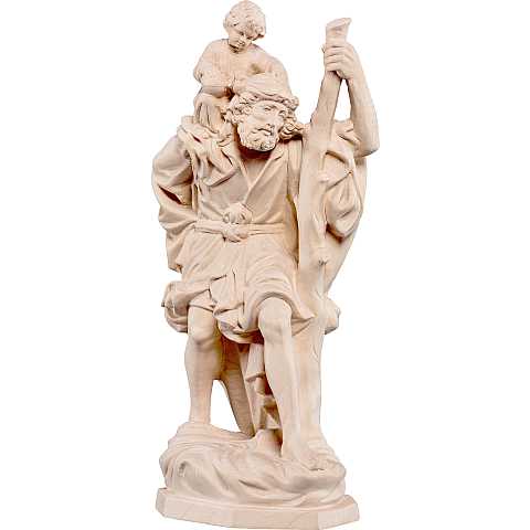 Statua di San Cristoforo Duomo di Colonia in Legno, Rifinitura Naturale, Altezza 25 Cm Circa - Demetz Deur