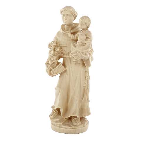 Statua di Sant'Antonio da Padova in legno naturale, linea da 15 cm - Demetz Deur