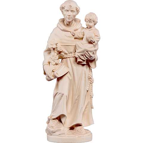 Statua di Sant'Antonio da Padova in legno naturale, linea da 40 cm - Demetz Deur