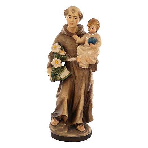 Statua di Sant'Antonio da Padova in legno dipinto a mano, linea da 10 cm - Demetz Deur