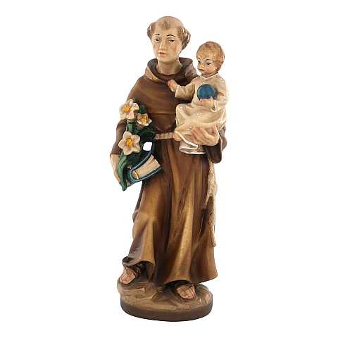 Statua di Sant'Antonio da Padova in legno dipinto a mano, linea da 15 cm - Demetz Deur