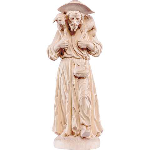 Statua del Buon Pastore in Legno, Rifinitura Naturale, Altezza 100 Cm Circa - Demetz Deur