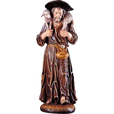 Statua del Buon Pastore. Legno Colorato Dipinto a Mano, Altezza 100 Cm Circa - Demetz Deur