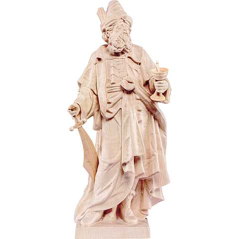 Statua di San Damiano in Legno, Rifinitura Naturale, Altezza 30 Cm Circa - Demetz Deur