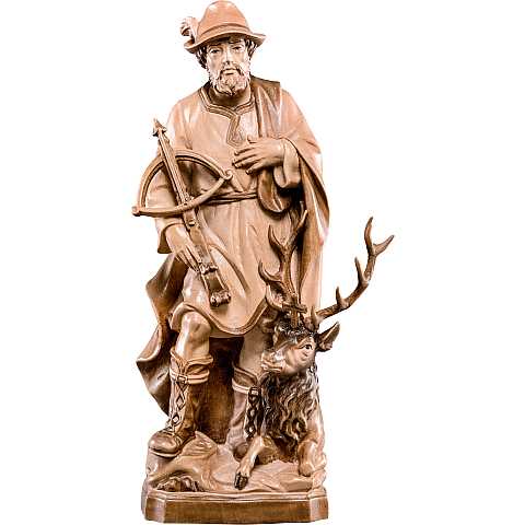 Statua di San Umberto in Legno, Rifinitura 3 Toni di Marrone, Altezza 30 Cm Circa - Demetz Deur