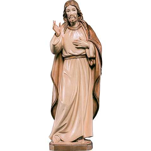 Statua di Gesù in stile classico, in legno, 3 toni di marrone, linea da 30 cm - Demetz Deur