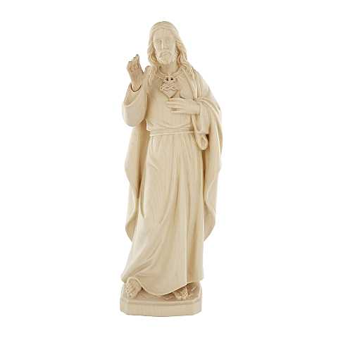 Statua del Sacro Cuore di Gesù in stile classico, in legno naturale, linea da 30 cm - Demetz Deur