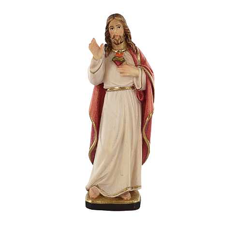 Statua del Sacro Cuore di Gesù in stile classico, in legno dipinto a mano, linea da 10 cm - Demetz Deur
