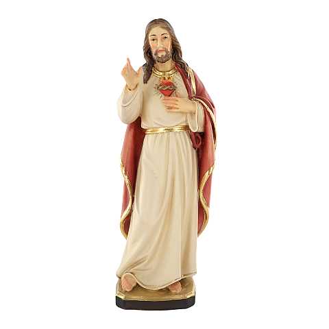 Statua del Sacro Cuore di Gesù in stile classico, in legno dipinto a mano, linea da 20 cm - Demetz Deur