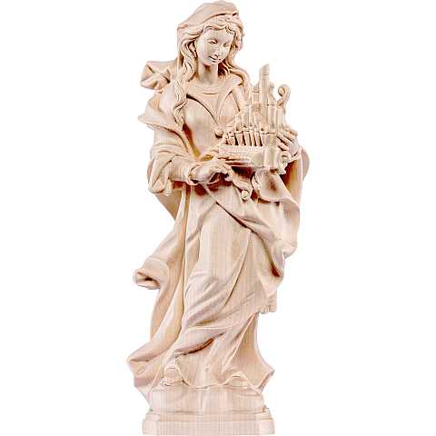 Statua di Santa Cecilia in Legno, Rifinitura Naturale, Altezza 60 Cm Circa - Demetz Deur