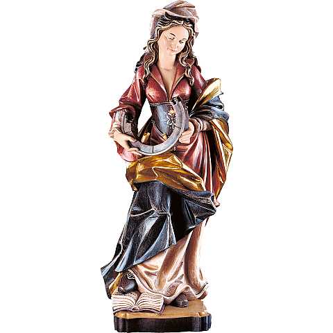 Statua di Santa Caterina in Legno Colorato Dipinto a Mano, Altezza 30 Cm Circa - Demetz Deur