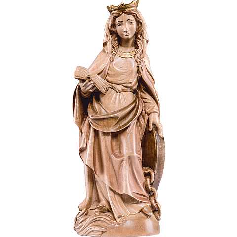 Statua di Santa Cristina in Legno, Rifinitura 3 Toni di Marrone, Altezza 40 Cm Circa - Demetz Deur