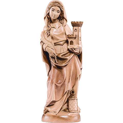 Statua di Santa Barbara gotica in Legno, Rifinitura 3 Toni di Marrone, Altezza 40 Cm Circa - Demetz Deur