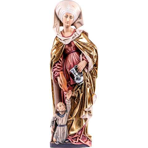 Statua di Santa Elisabetta con mendicante in Legno Colorato Dipinto a Mano, Altezza 20 Cm Circa - Demetz Deur