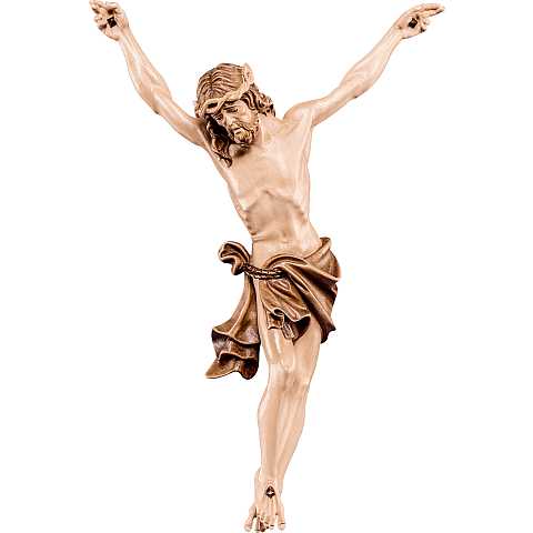 Corpo del Cristo delle Alpi per Crocifisso, Legno di Tiglio, Rifinitura: 3 Toni di Marrone, Altezza: 25 Cm Circa - Demetz Deur