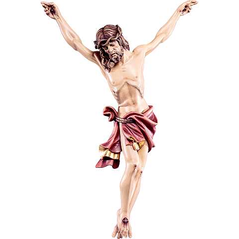 Corpo del Cristo delle Alpi con Drappo Rosso per Crocifisso, Legno Dipinto a Mano, Altezza: 20 Cm Circa - Demetz Deur