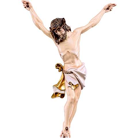 Corpo del Cristo delle Alpi con Drappo Bianco per Crocifisso, Legno Dipinto a Mano, Altezza: 110 Cm Circa - Demetz Deur
