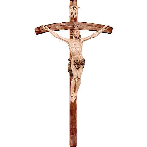 Crocifisso con Cristo della Passione e Croce, Legno 3 Toni di Marrone, Altezza Corpo Gesù: 21 Cm - Demetz Deur