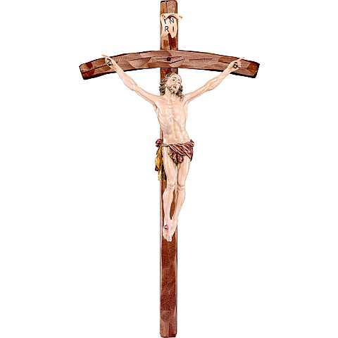 Crocifisso con Cristo della Passione e Croce, Legno Dipinto a Mano, Altezza Corpo Gesù: 11 Cm - Demetz Deur