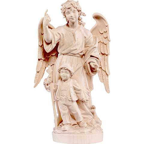 Statuetta Angelo Custode con Bambino Stile Barocco, Legno Naturale, Linea 15 Cm - Demetz Deur