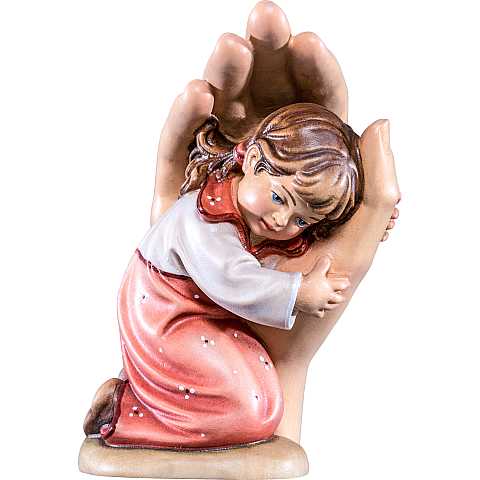 Statuetta della Mano Protettrice con Bambina, da Appoggio, Legno Dipinto a Mano, Lunghezza 7 Cm - Demetz Deur
