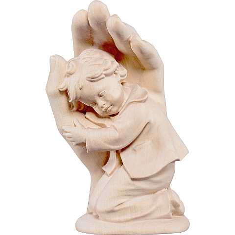 Statuetta della Mano Protettrice con Bambino, da Appoggio, Legno Naturale, Lunghezza  11 Cm - Demetz Deur