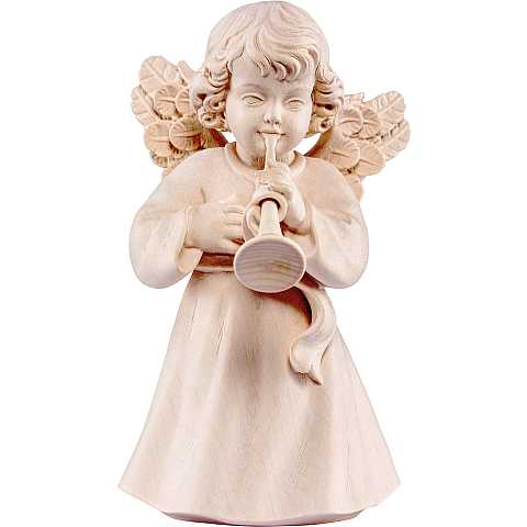 Statua dell'angioletto con tromba, linea da 28 cm, in legno naturale, collezione Angeli Sissi - Demetz Deur