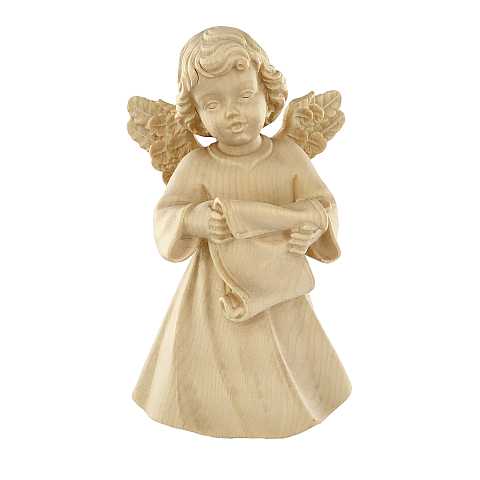 Statuina dell'angioletto che canta, linea da 14 cm, in legno naturale, collezione Angeli Sissi - Demetz Deur