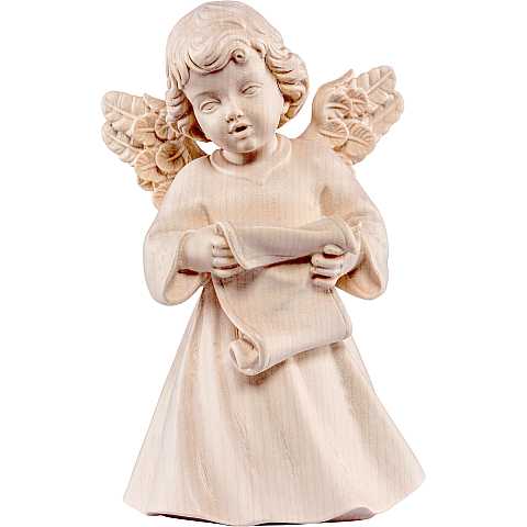 Statuina dell'angioletto che canta, linea da 20 cm, in legno naturale, collezione Angeli Sissi - Demetz Deur