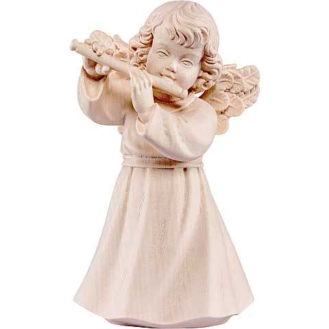 Statua dell'angioletto con flauto traverso, linea da 28 cm, in legno naturale, collezione Angeli Sissi - Demetz Deur