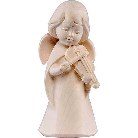 Angelo sognatore con violino - Demetz - Deur - Statua in legno dipinta a mano. Altezza pari a 16 cm.