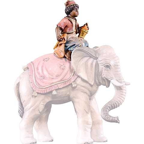 Conducente d'elefante ''Rives Krippe'', Statuina in Legno Dipinto a Mano, Adatta a Presepe Linea 15 Cm - Demetz Deur