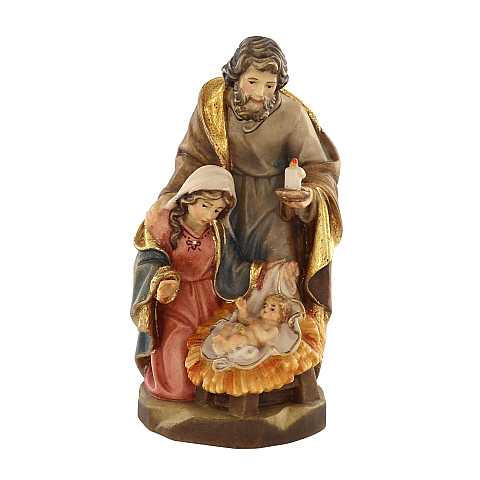 Statuina Natività: Gesù, Giuseppe e Maria, linea da 10 cm, in legno dipinto con colori a olio, serie Avvento - Demetz Deur