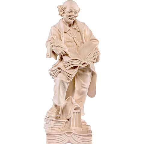 Statuina Filosofo, Statua Pensatore con Libri, Legno Naturale, Linea  30 Cm - Demetz Deur