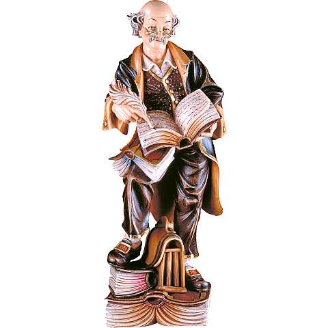 Statuina Filosofo, Statua Pensatore con Libri, Legno Colorato a Mano, Linea  60 Cm - Demetz Deur