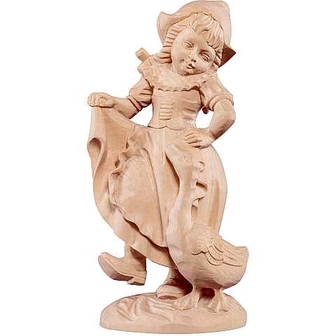 Lisa con le oche tiglio - Demetz - Deur - Statua in legno dipinta a mano. Altezza pari a 25 Cm - Demetz Deur