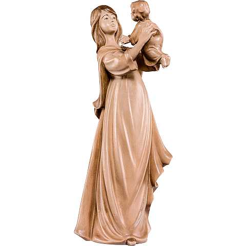 Statuina Mamma con Figlio, Statua della Felicità con Madre e Bambino, Legno in 3 Toni di Marrone, Linea 30 Cm - Demetz Deur