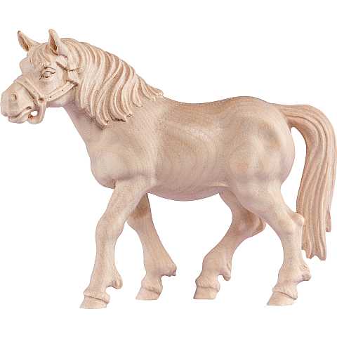 Statua del Cavallo Morello, Statuina Cavallo, Legno Naturale, Lunghezza: 25 Cm - Demetz Deur