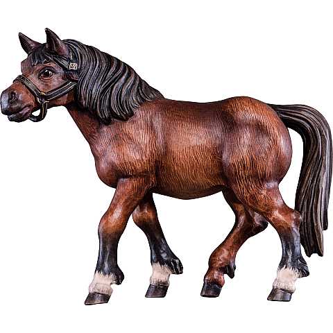 Statua del Cavallo Sauro, Statuina Cavallo, Legno Dipinto a Mano, Lunghezza: 18 Cm - Demetz Deur