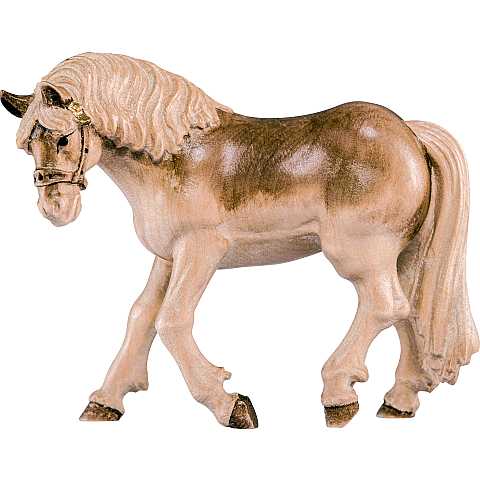 Statua del Cavallo Haflinger, Statuina Cavallo, Legno 3 Toni di Marrone, Lunghezza: 13 Cm - Demetz Deur