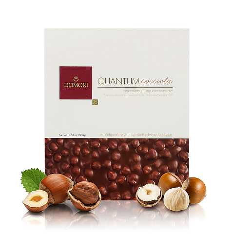 Quantum Tavoletta Di Cioccolato Al Latte E Nocciole Intere Piemonte IGP, Formato Maxi, 500 Grammi
