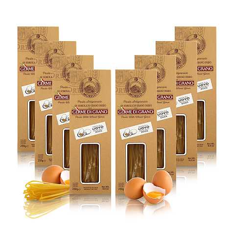 Tagliolini All'Uovo In Astuccio, Pasta All'Uovo Con Germe Di Grano, 8 Confezioni Da 250 Grammi